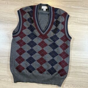 Vintage Escape Norm Thompson Sweater Vest Pure Wool Large Made In Uruguay Geomet
